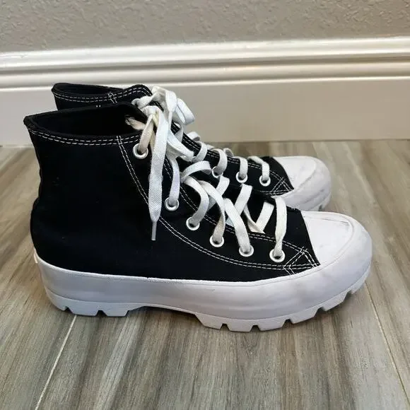 Converse Chuck Taylor Sneakers All Star Lugged High-Top Black‎ Platform 9 Goth - Picture 3 of 11
